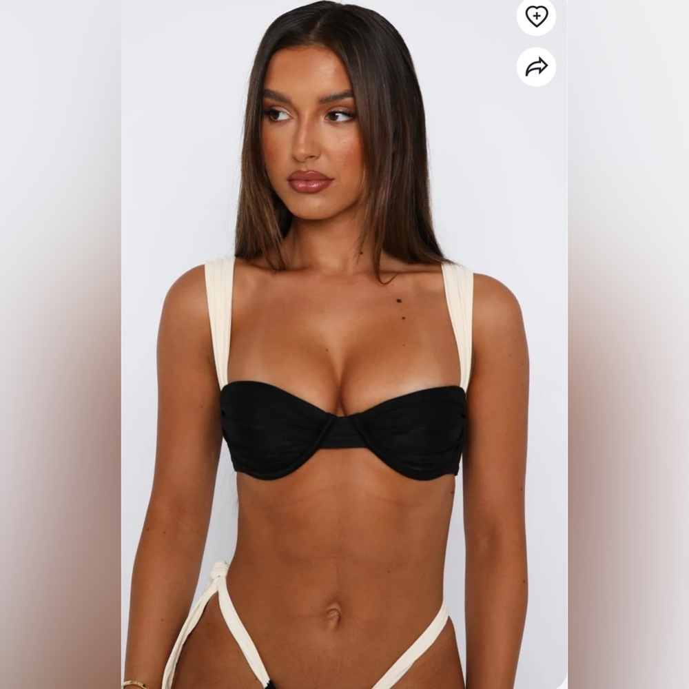 White Fox Boutique Elouera Bikini Top & Bottoms Black/White Size XS - Picture 4 of 4